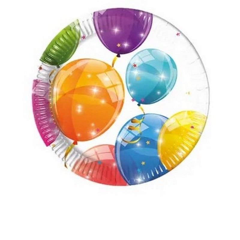 8 ASSIETTES 20 CM Ballons scintillants