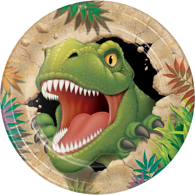 8 PIATTI 23 CM JURASSIC DINO