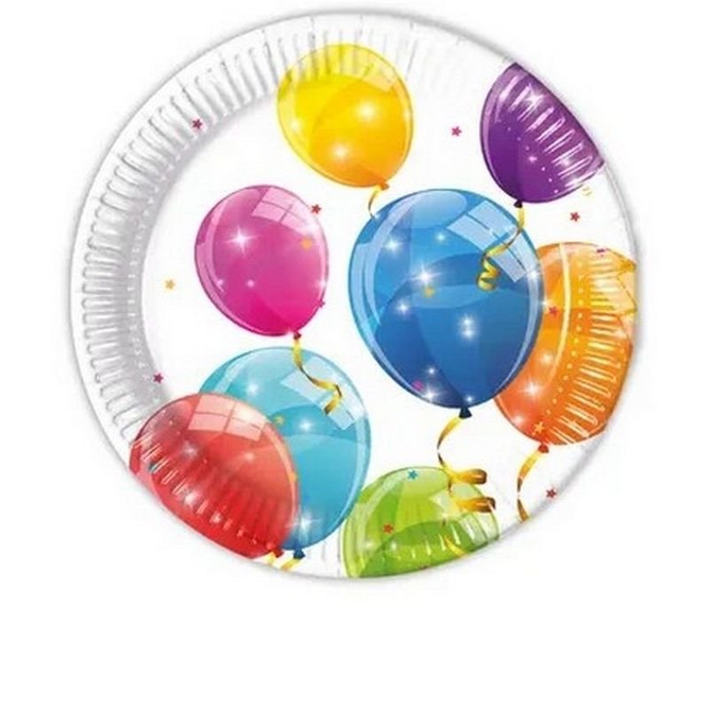 8 ASSIETTES 23 CM Ballons scintillants