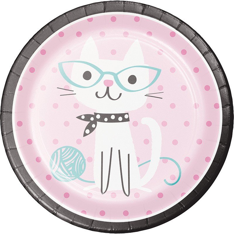 8 ASSIETTES DE FÊTE CHATS 23 CM