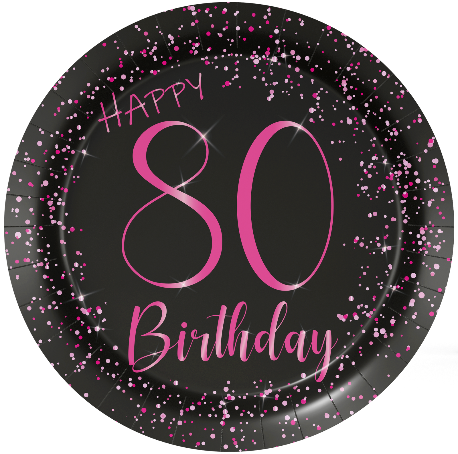 8 élégantes assiettes roses pour le 80e anniversaire, 18 cm