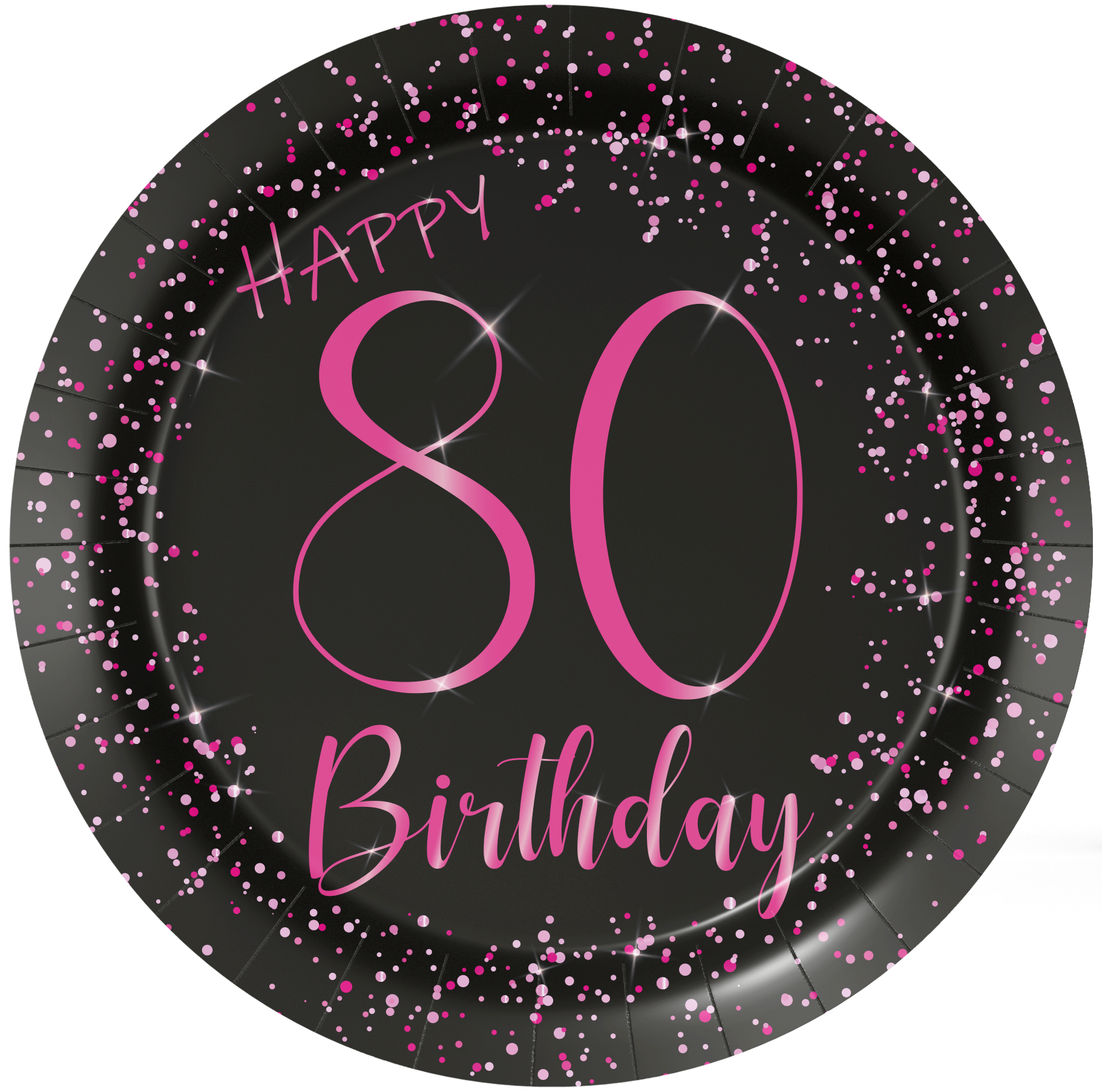 8 élégantes assiettes roses pour le 80e anniversaire, 18 cm