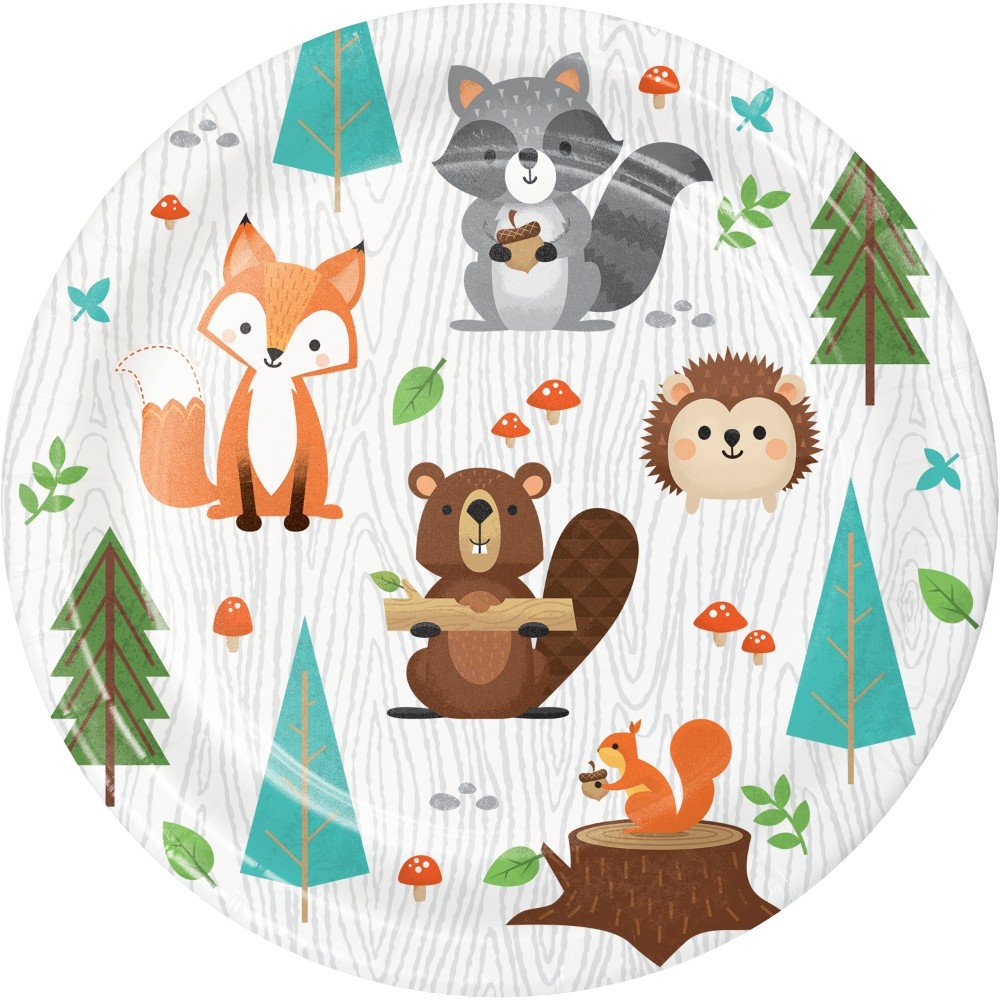 8 assiettes de 18 cm Animaux de la forêt