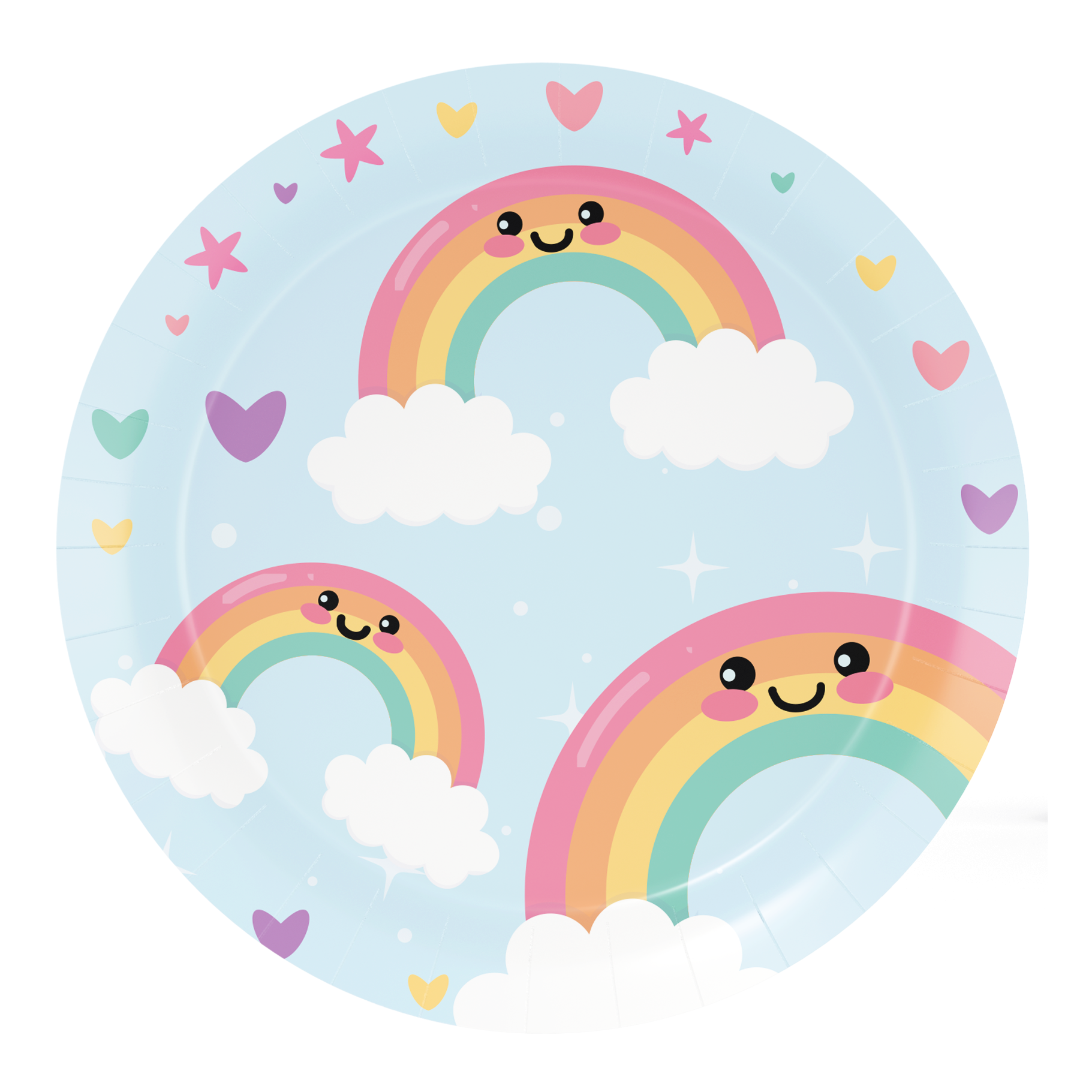 8 assiettes arc-en-ciel joyeuses de 18 cm