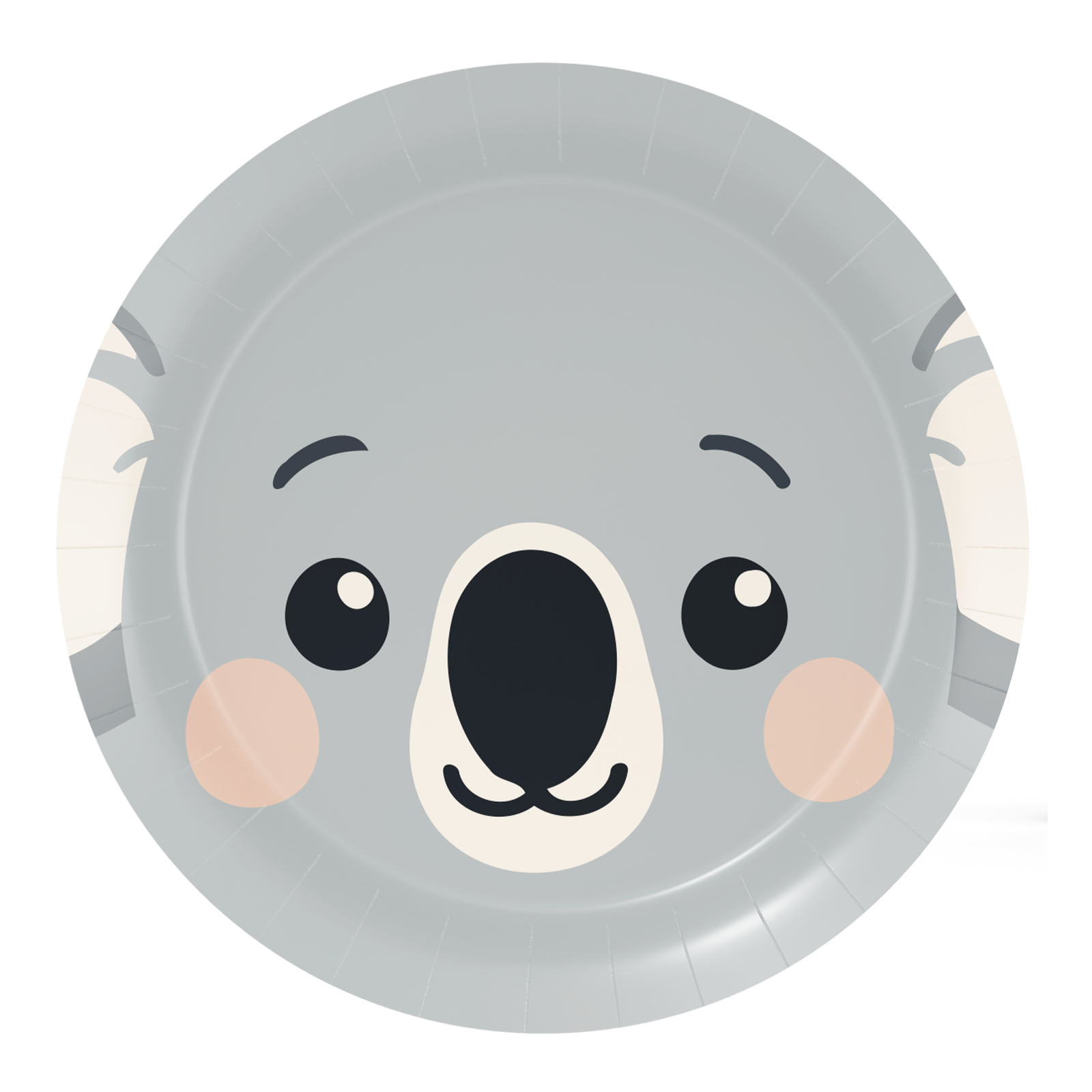 8 assiettes de 18 cm représentant des visages de koalas