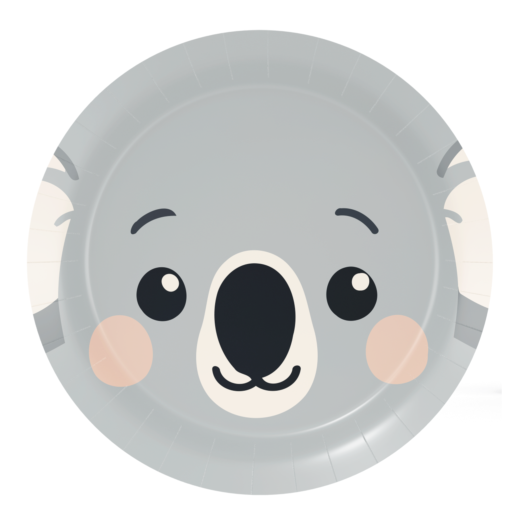 8 assiettes de 18 cm représentant des visages de koalas