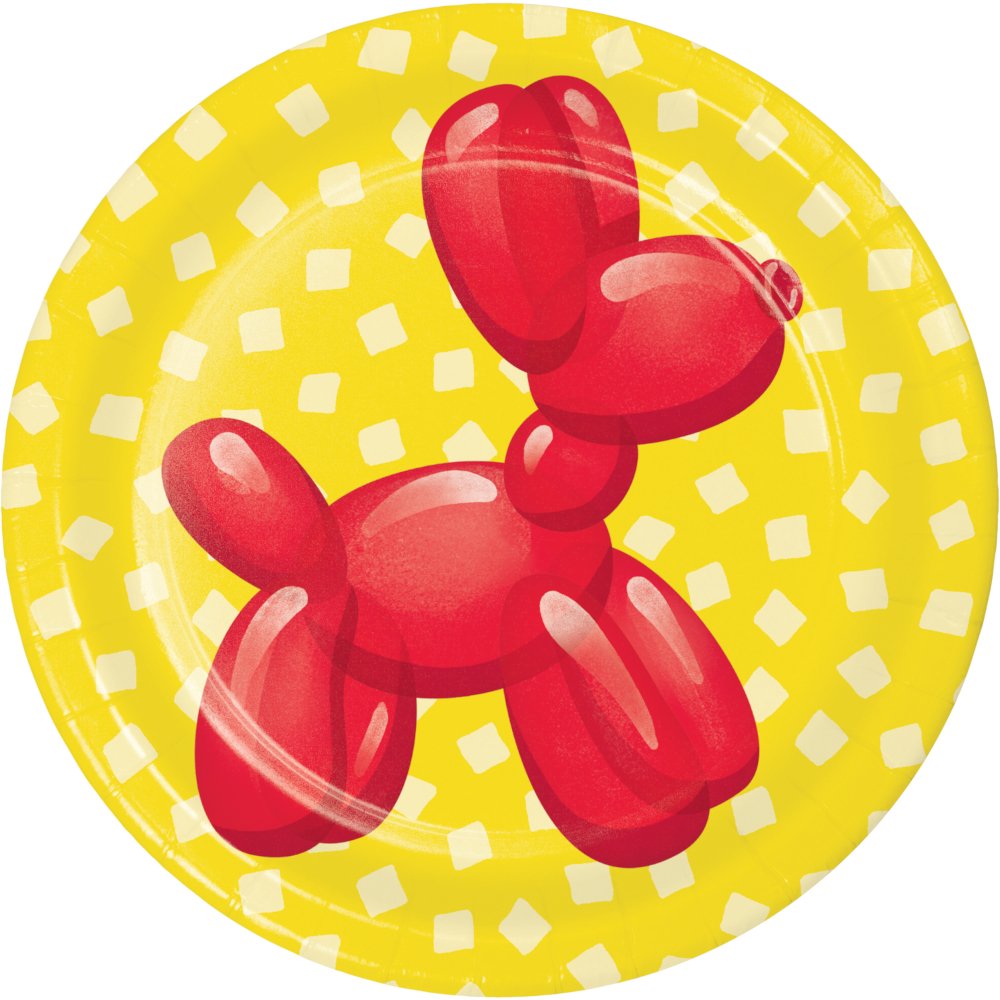 8 assiettes de 18 cm, animaux en ballons de fête
