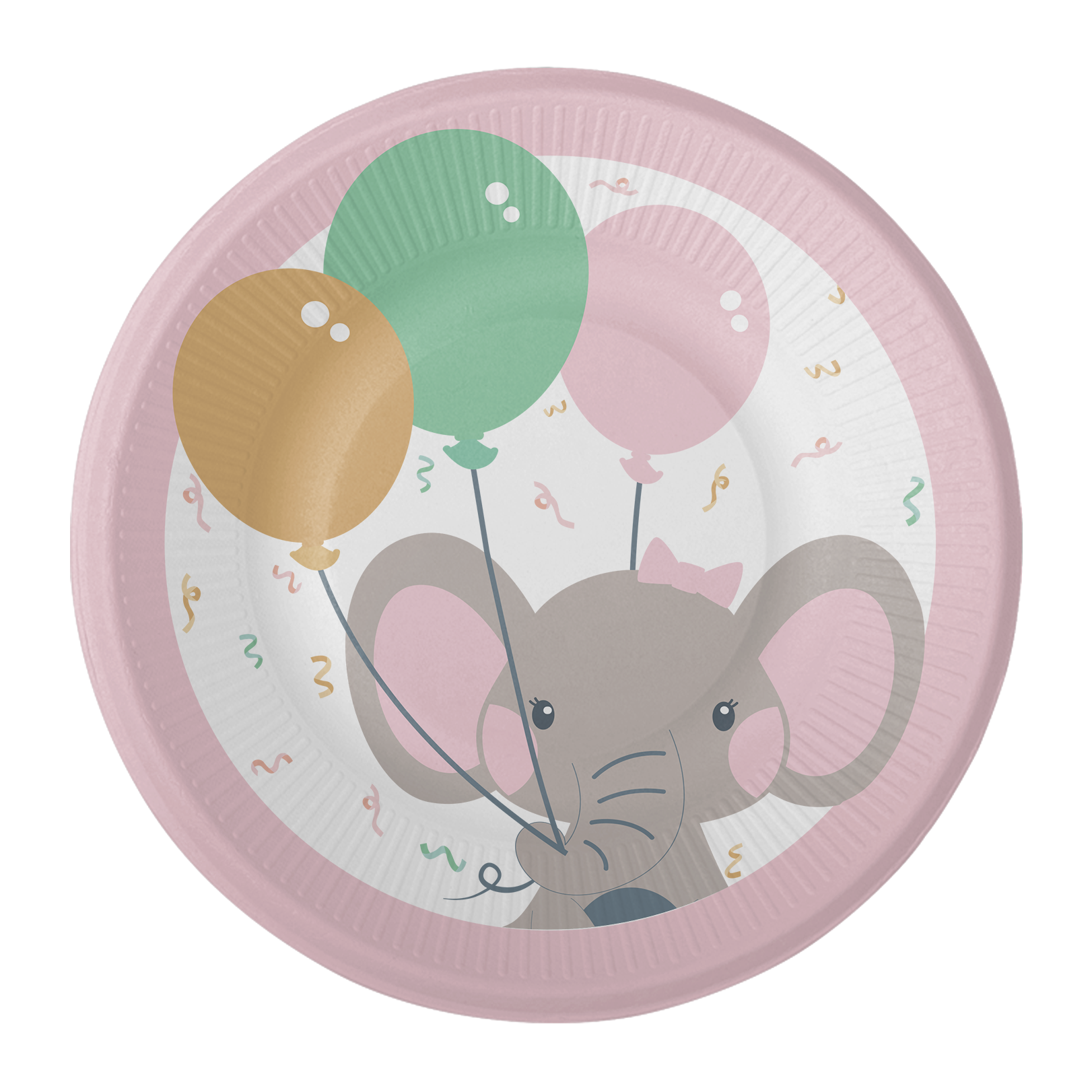 8 assiettes éléphant rose 18 cm