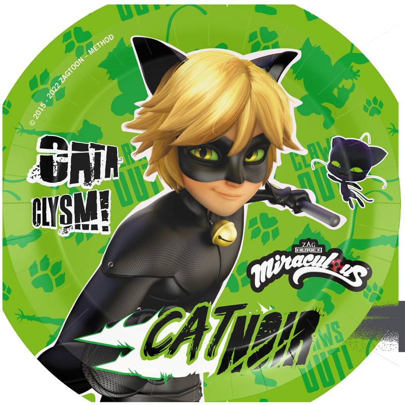 8 assiettes de 23 cm Chat Noir