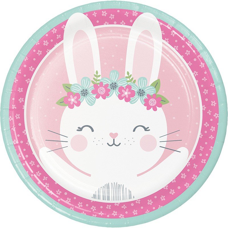 8 assiettes de 23 cm, lapin pour le 1er anniversaire