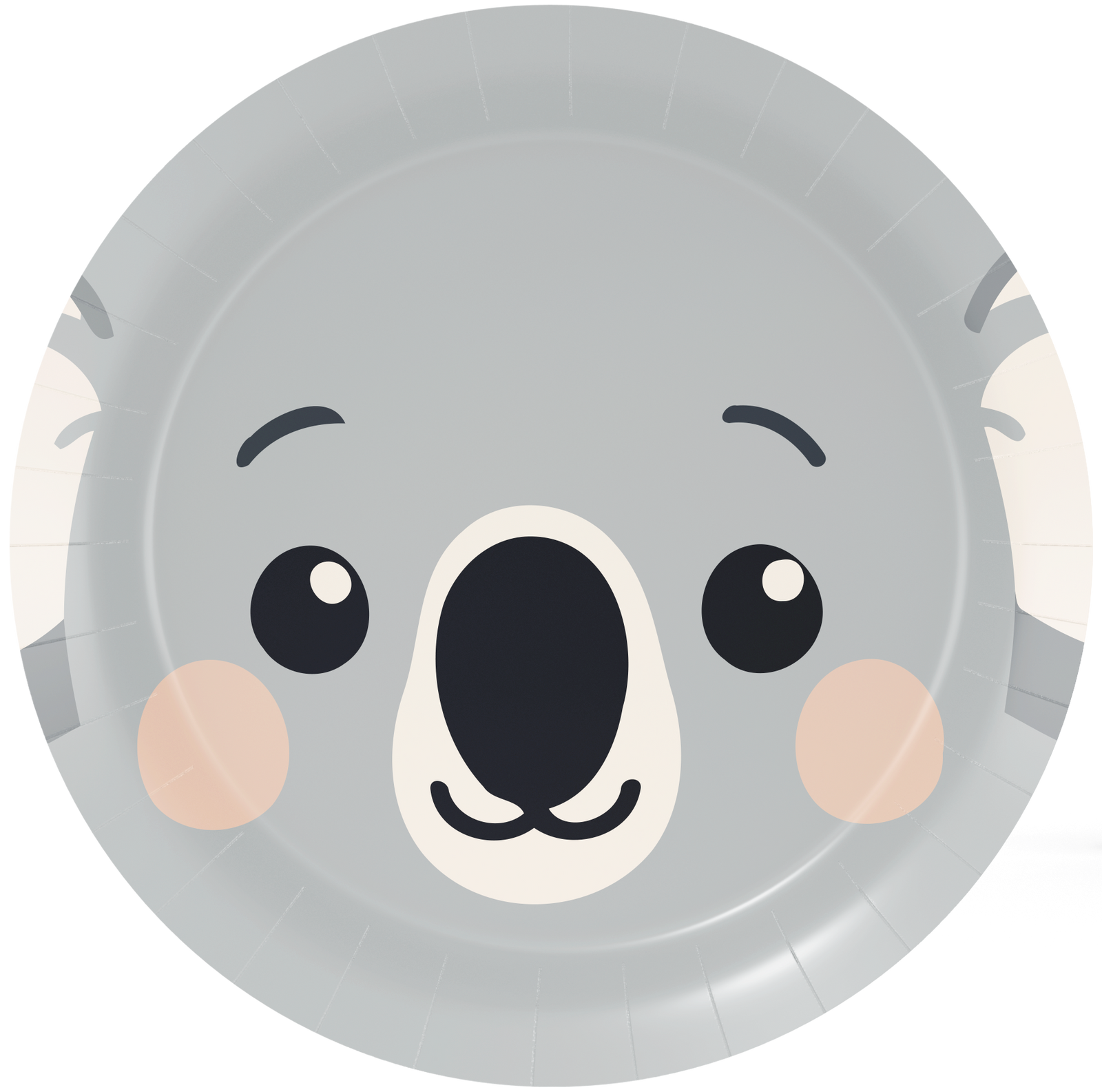 8 assiettes de 23 cm représentant des visages de koalas