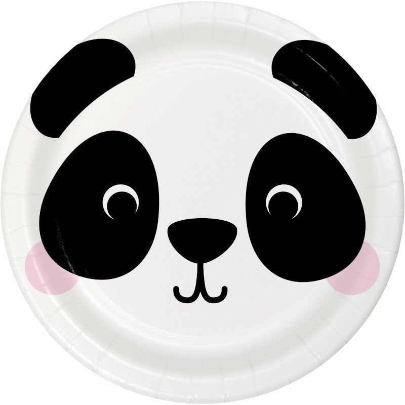 8 assiettes de 23 cm PANDA VISAGES D'ANIMAUX
