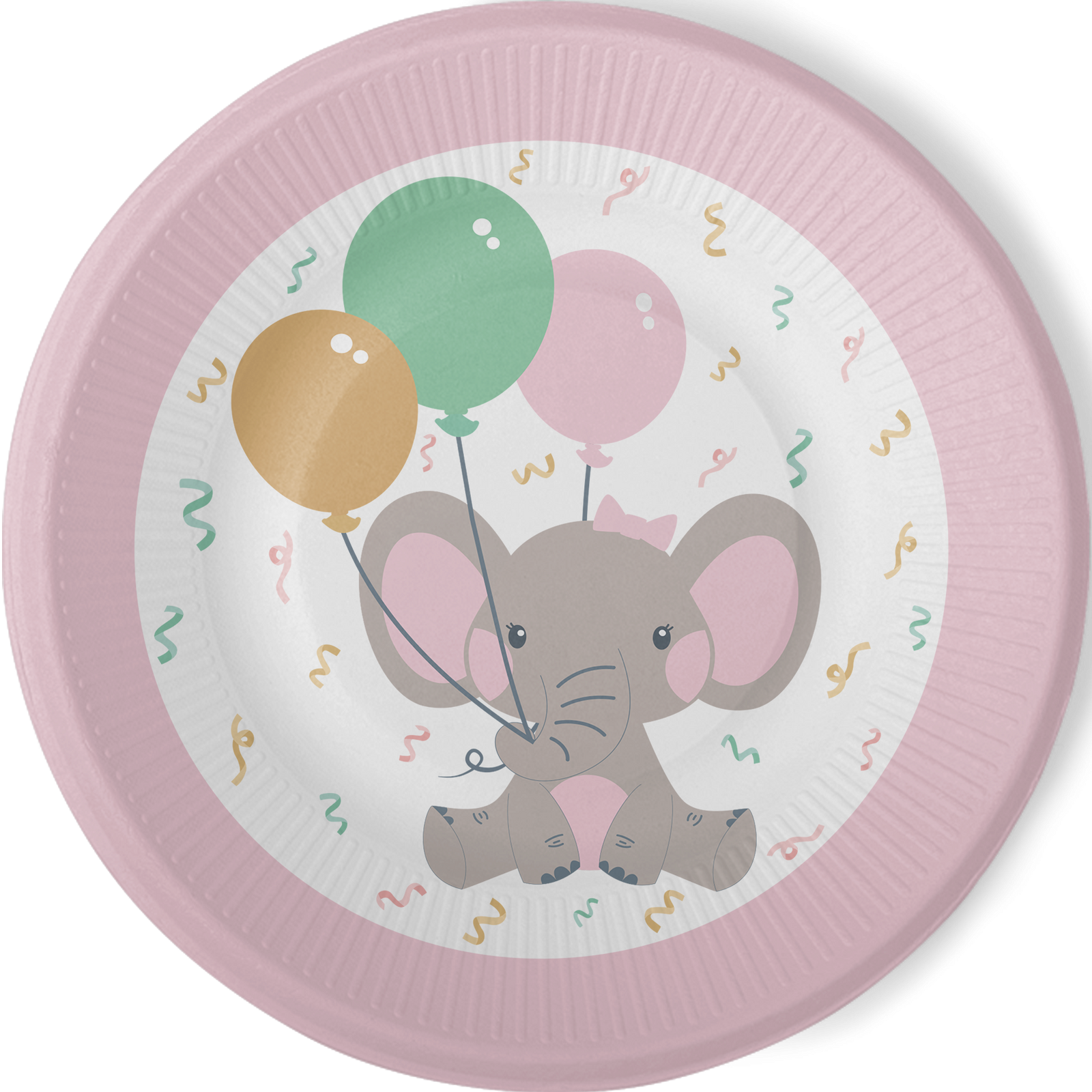 8 assiettes éléphant rose 23 cm