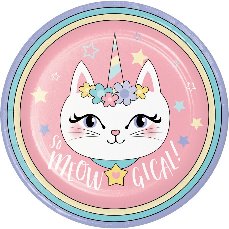 8 assiettes 23 cm SASSY CATICORN