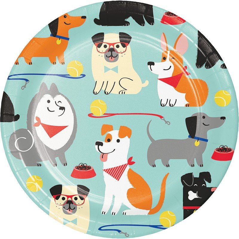 8 assiettes pour fête de chiens 18 cm