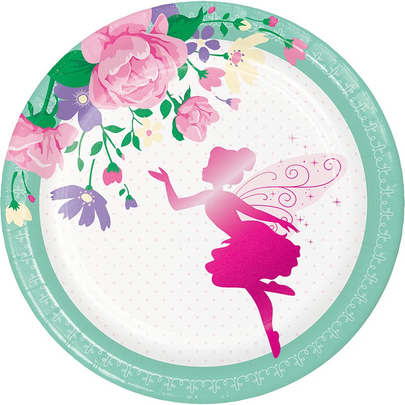 8 piatti in lamina Floral Fairy da 18 cm