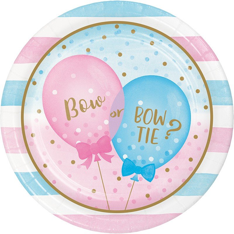 8 assiettes à ballons pour révélation du sexe, 23 cm
