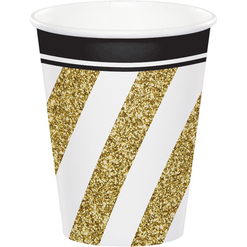 8 VERRES 0,266 L NOIR ET OR