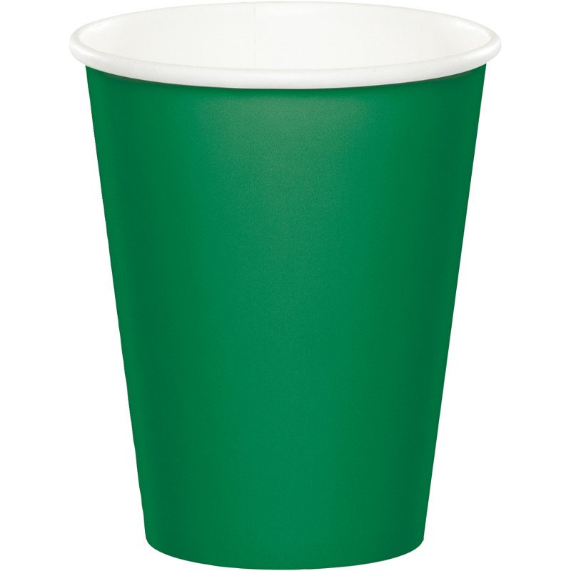 8 GOBELETS EN PAPIER VERT ÉMERAUDE DE 250 ML