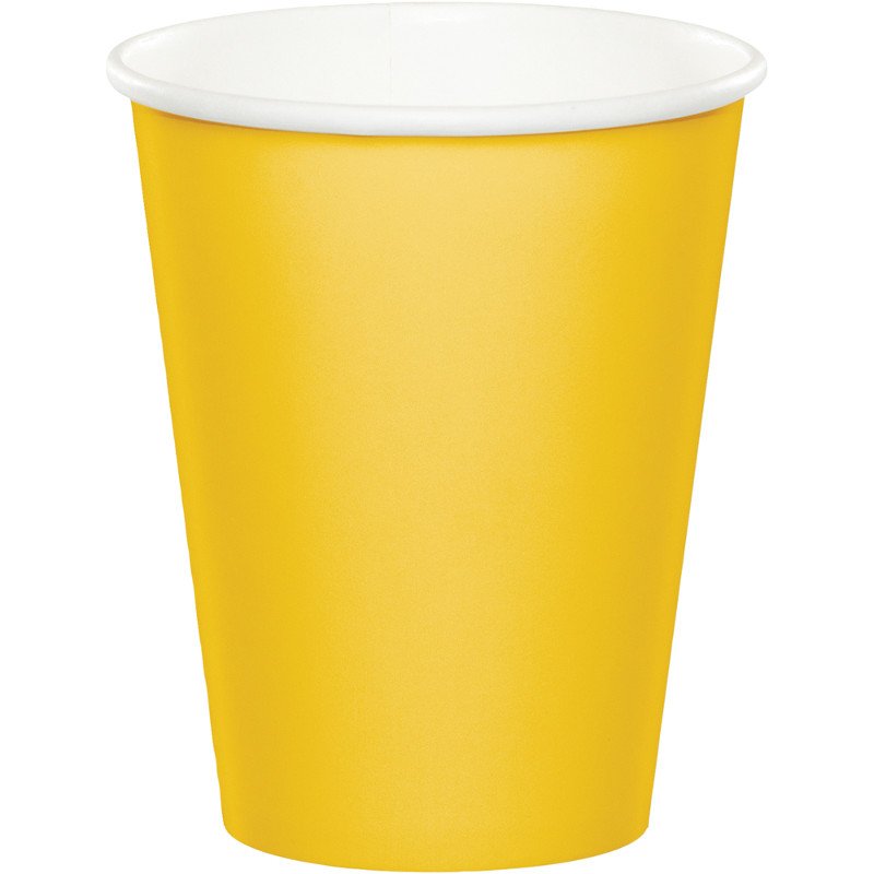 8 GOBELETS EN PAPIER 250 ML JAUNE BUS SCOLAIRE