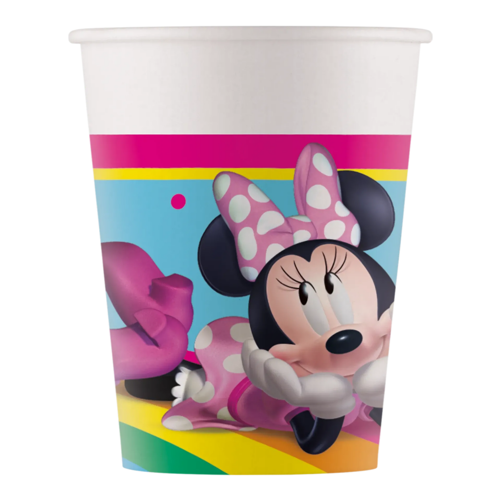 8 GOBELETS EN PAPIER MINNIE ARC-EN-CIEL