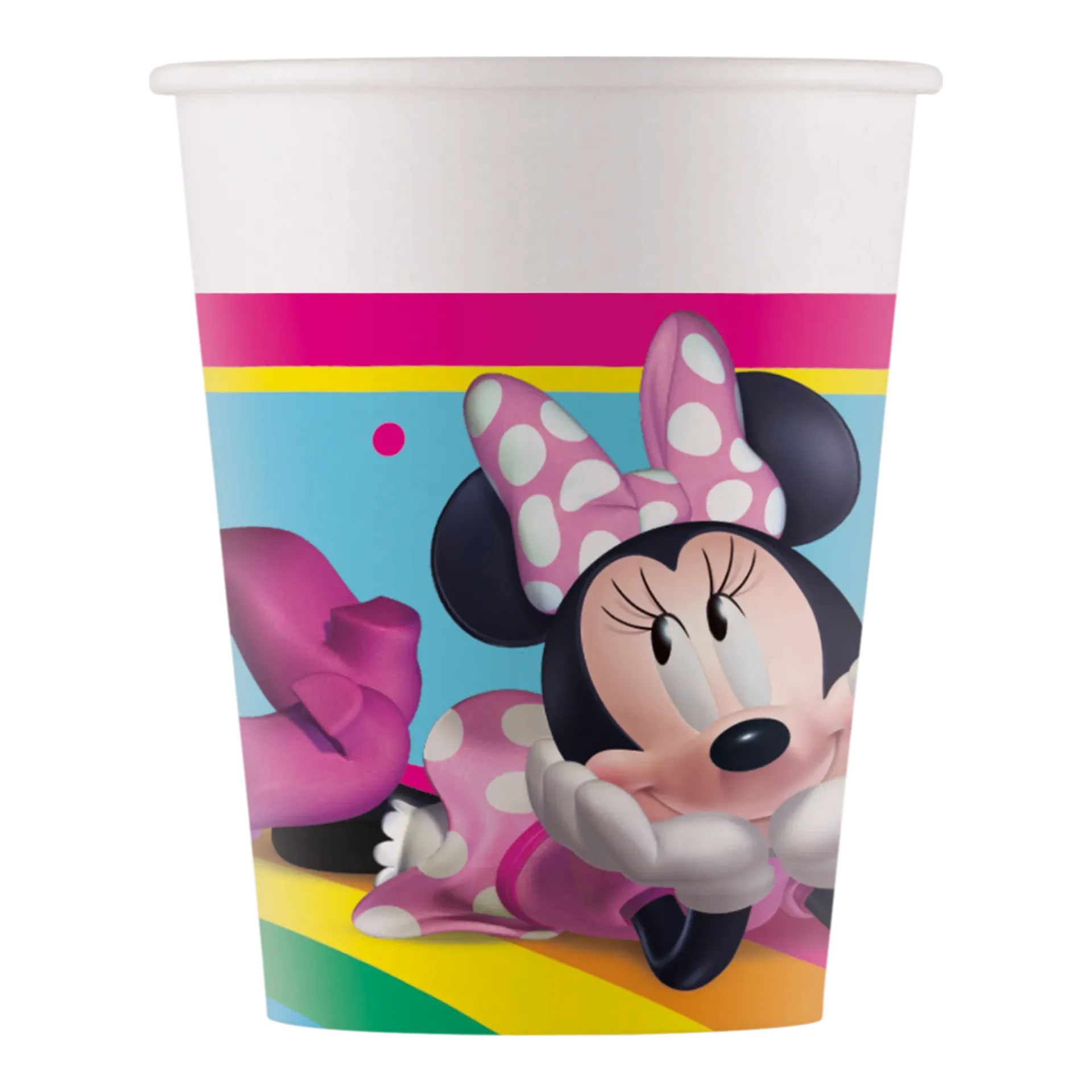 8 GOBELETS EN PAPIER MINNIE ARC-EN-CIEL