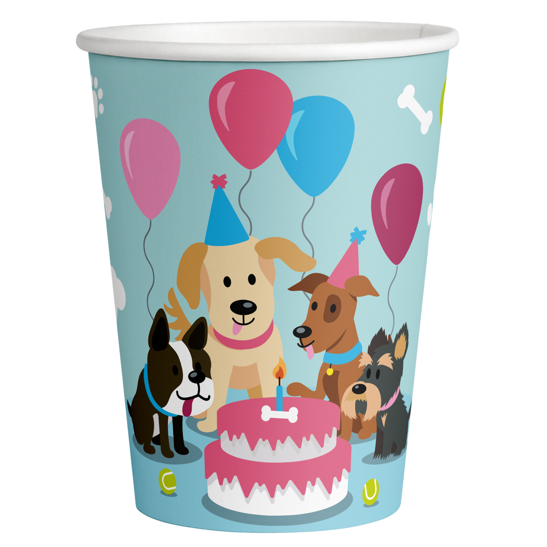 8 gobelets Dog Party de 250 ml