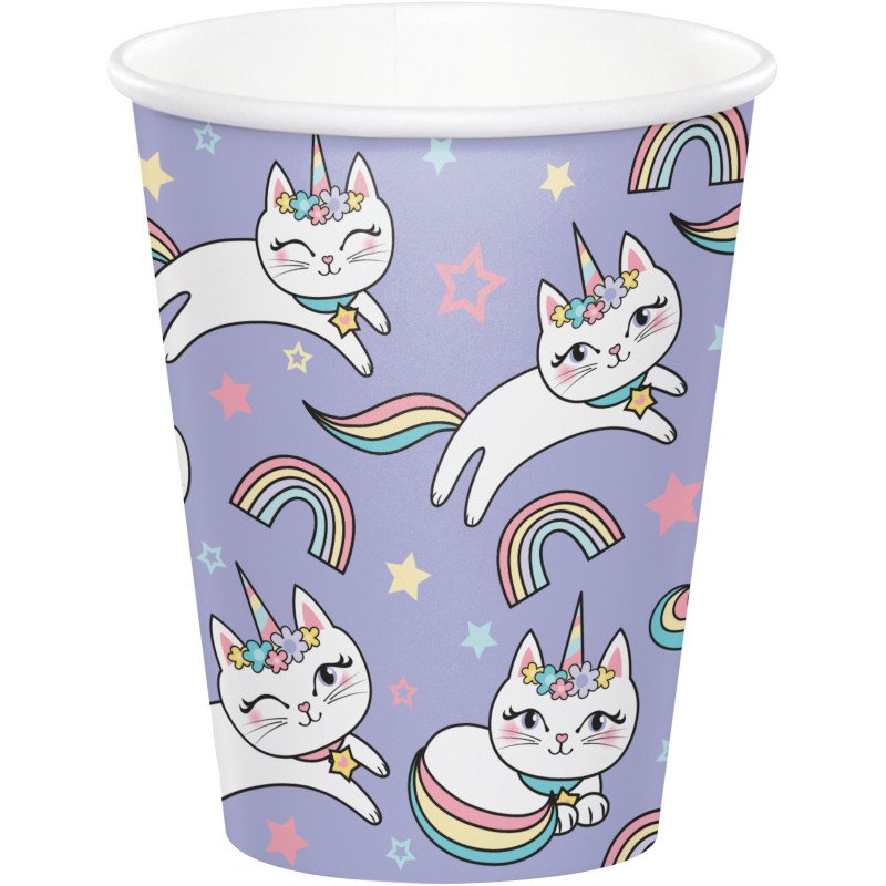 8 verres de 266 ml SASSY CATICORN