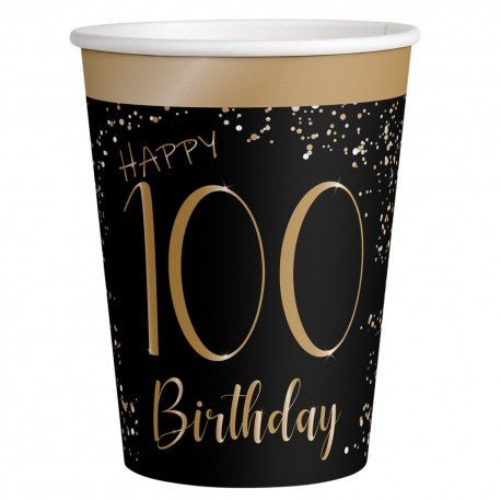 8 verres noirs élégants 100 ans 250 ml