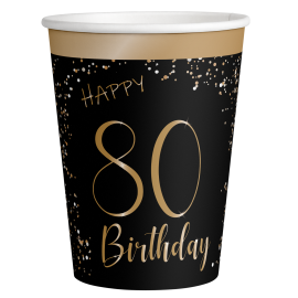 8 verres noirs élégants 80 ans 250 ml