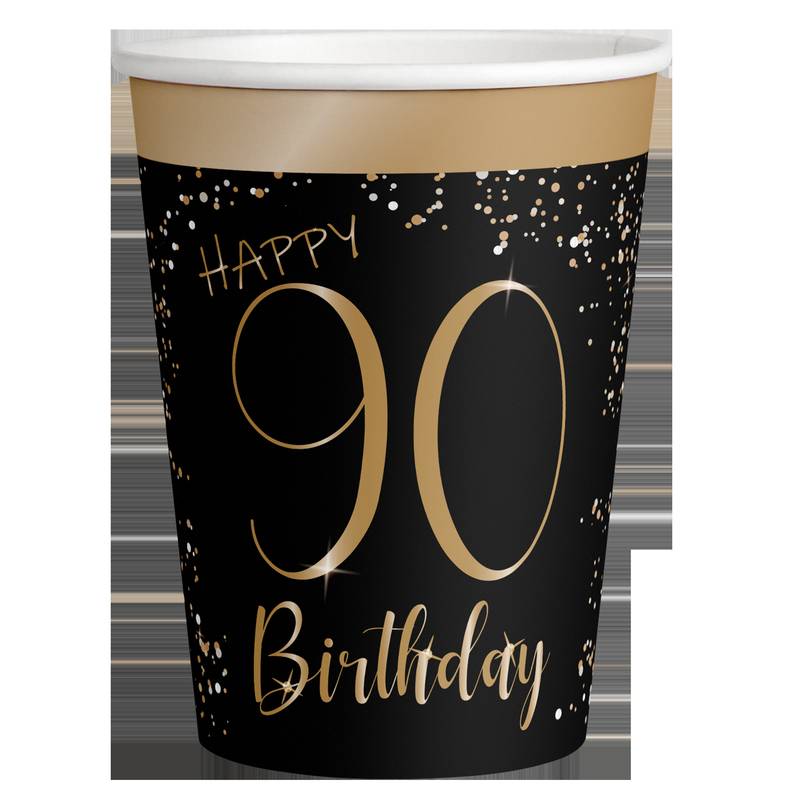 8 verres noirs élégants 90 ans 250 ml