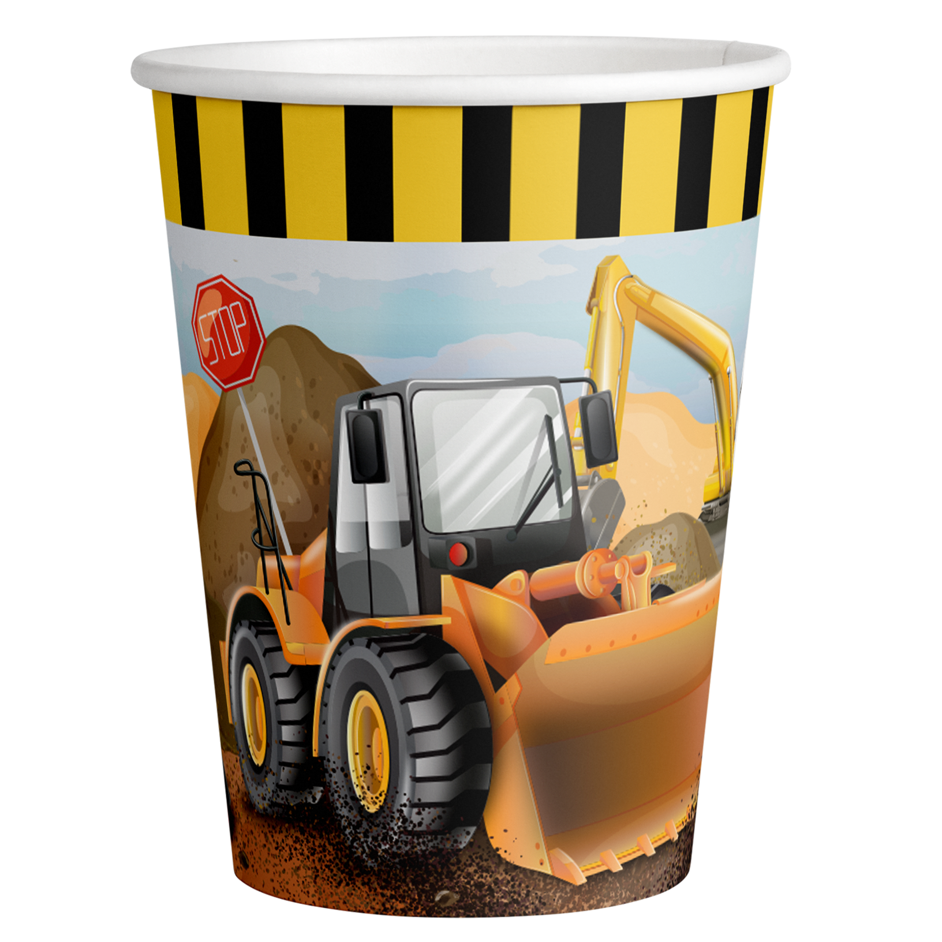 8 Gobelets en papier BIG DIG CONSTRUCTION 250 ml
