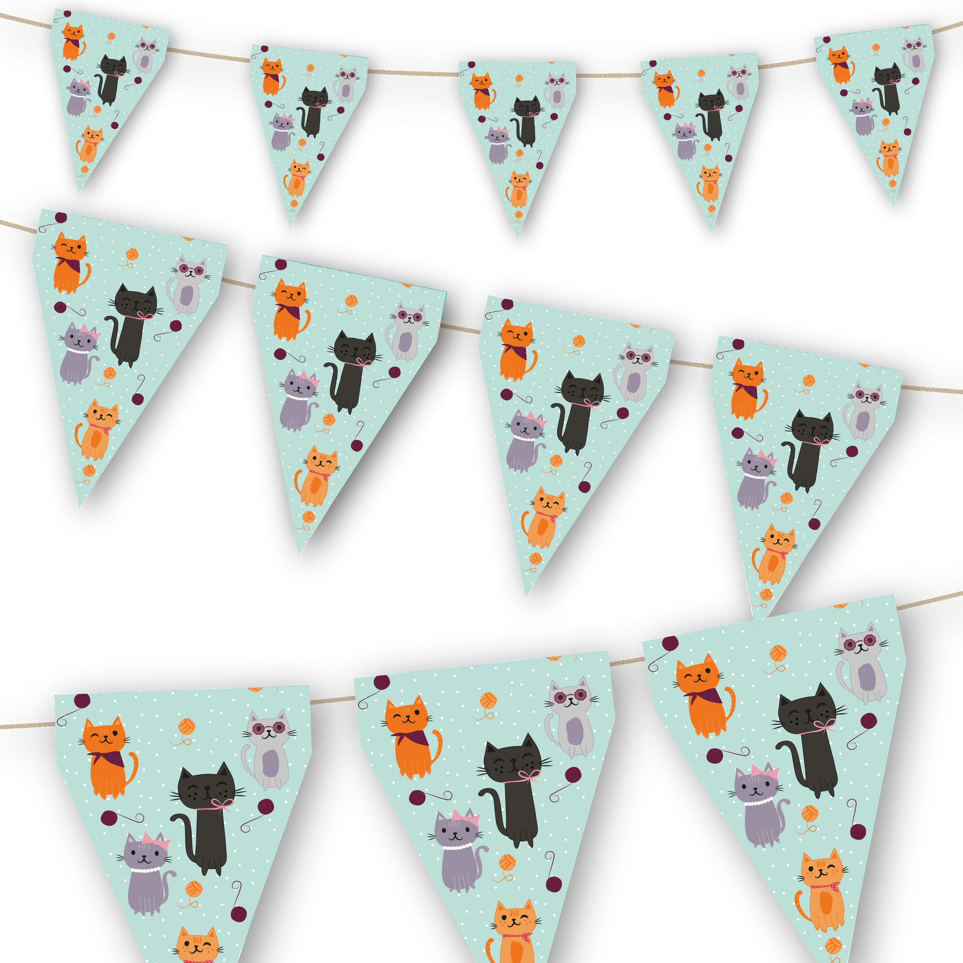 Fanion de fête de chats de 3 mètres