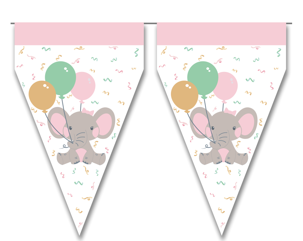 Fanion éléphant rose 3m