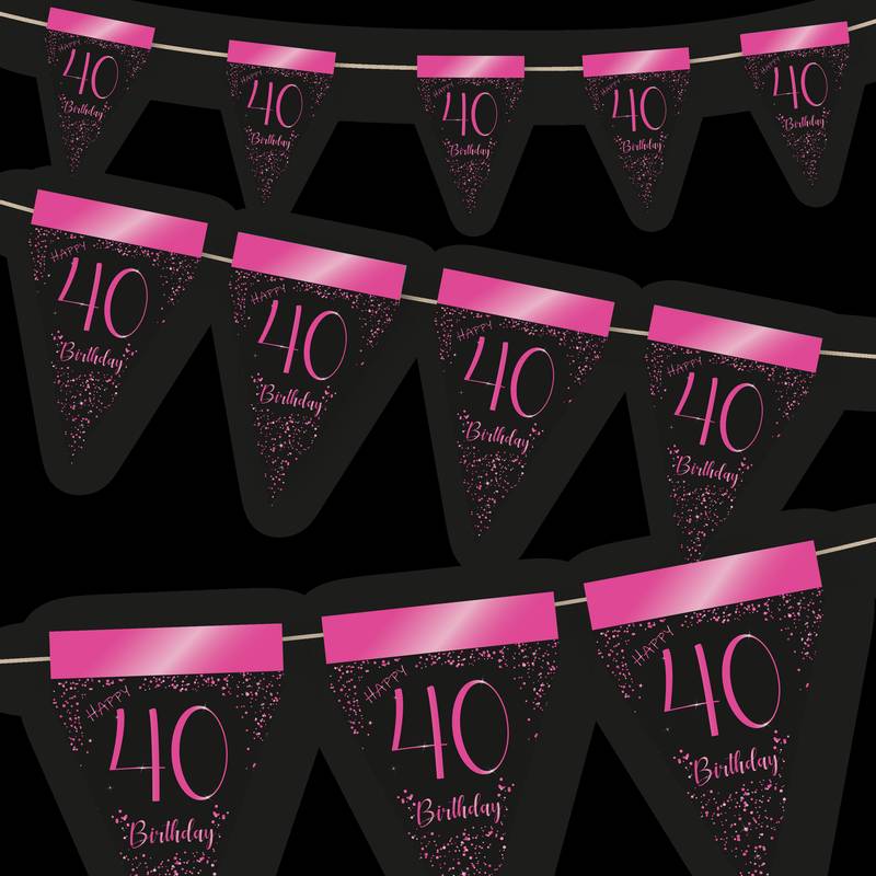 Fanion rose élégant pour le 40e anniversaire