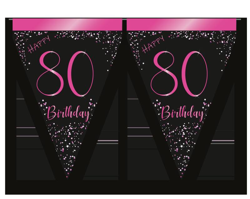 Elegante gagliardetto rosa 80° anniversario 3 m
