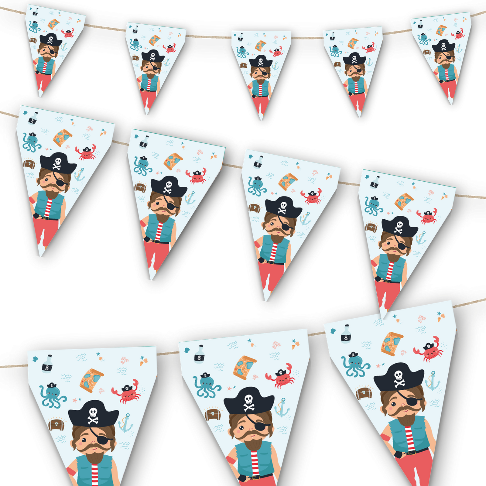 Bandierine per feste dei pirati 3m