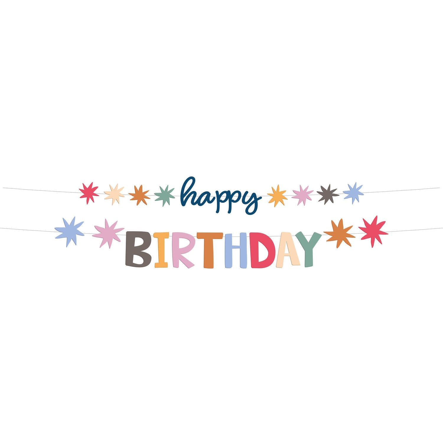 Bannière multicolore « Joyeux anniversaire » 14 cm x 150 cm
