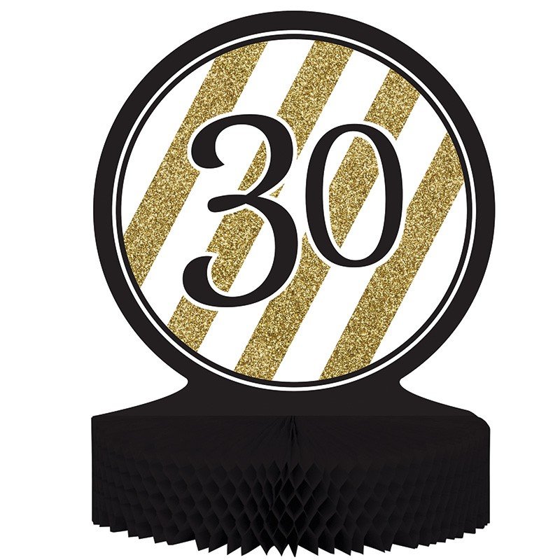 CENTRO DE MESA 30 x 23 CM '30 BLACK & GOLD