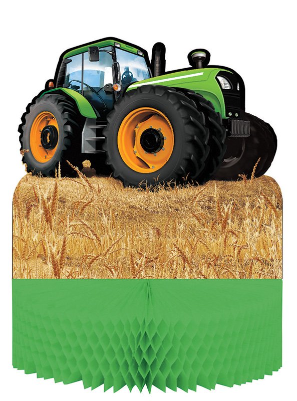 CENTRE DE TABLE SUR LE THÈME DES TRACTEURS 30 x 23 CM