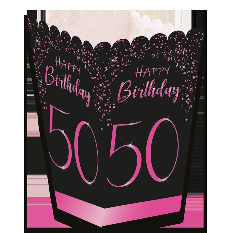 Coffret rose élégant et haut pour le 50e anniversaire