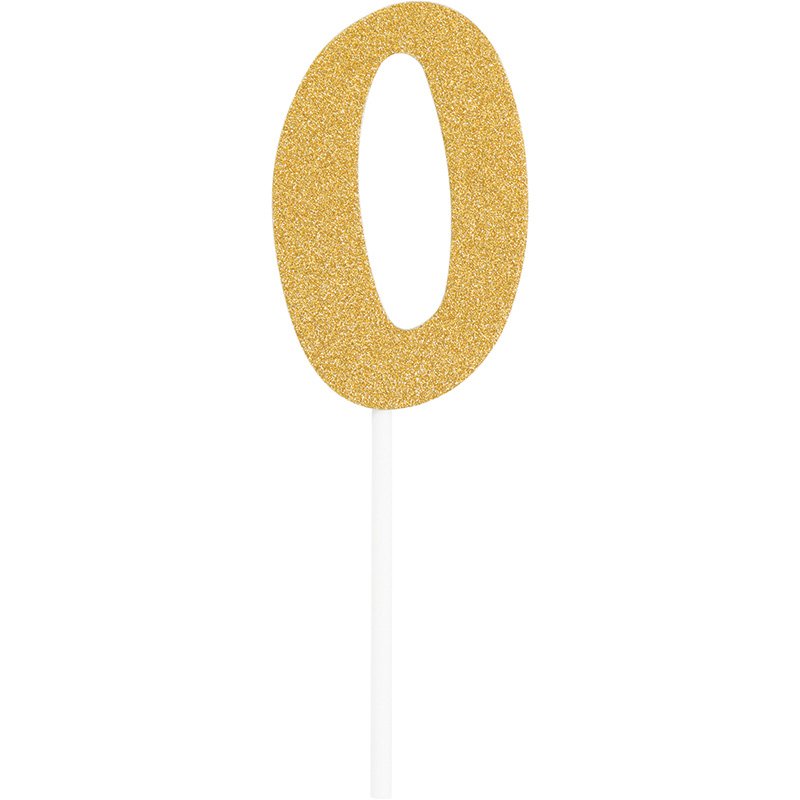 DÉCORATION DE GÂTEAU CHIFFRE 0 PAILLETTES DORÉES