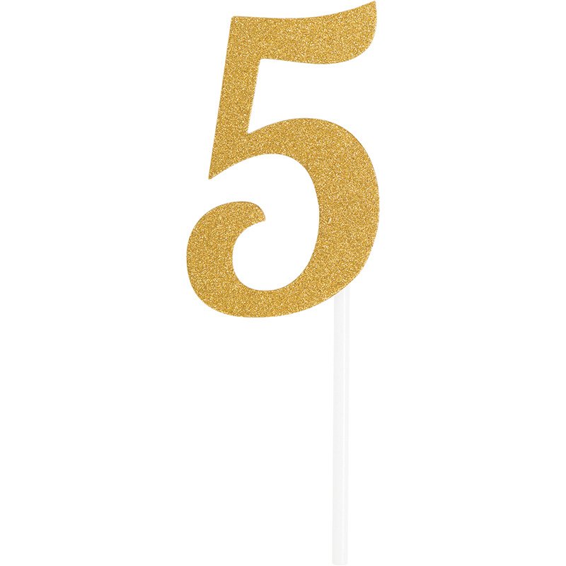 DÉCORATION DE GÂTEAU N° 5 PAILLETTES DORÉES