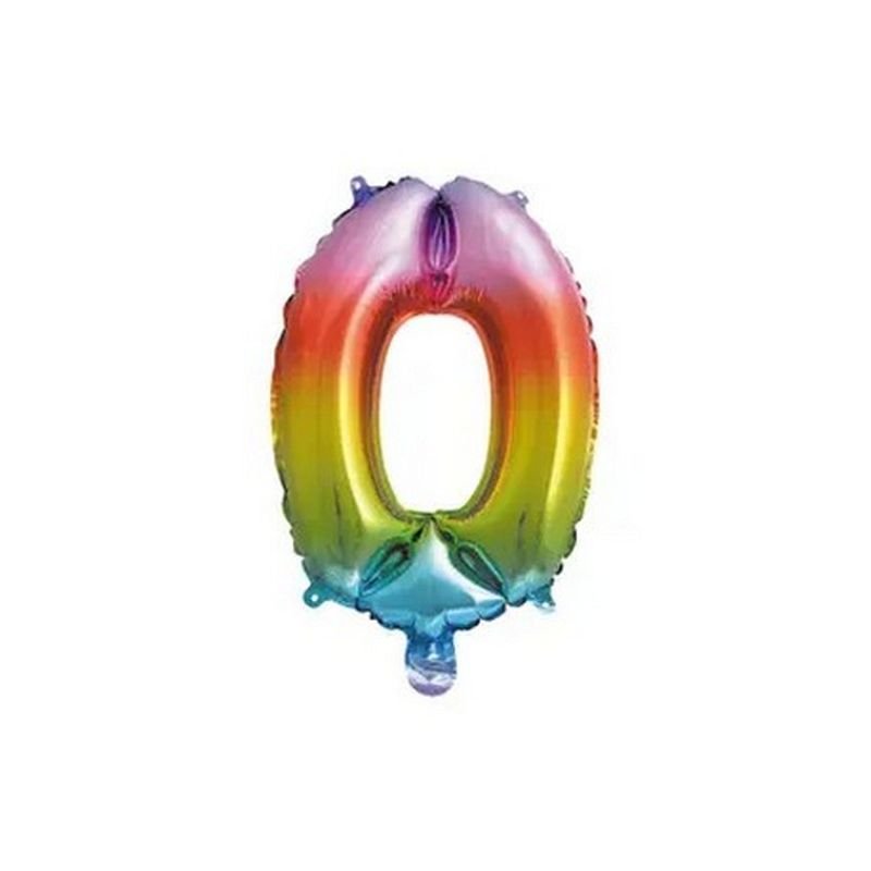 BALLON NUMÉRO 0 35 CM ARC-EN-CIEL