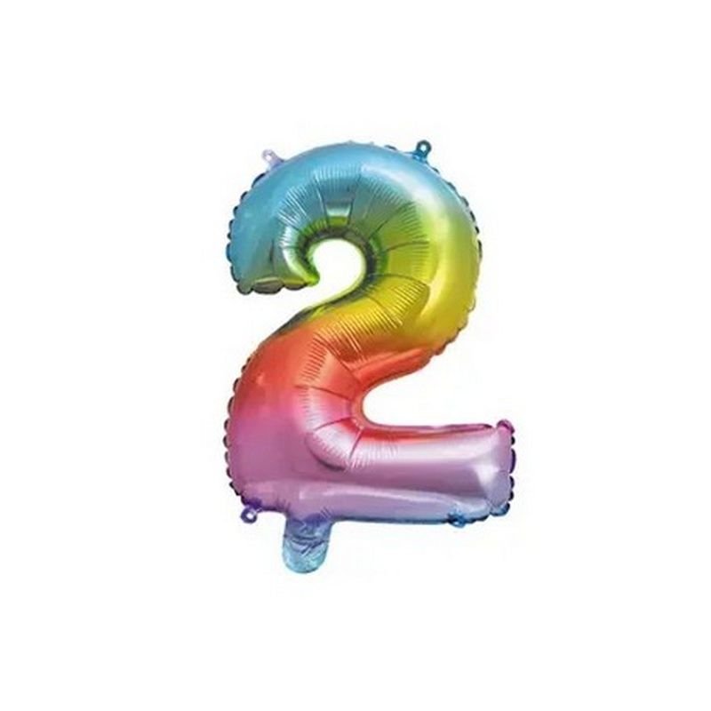 BALLON NUMÉRO 2 35 CM ARC-EN-CIEL