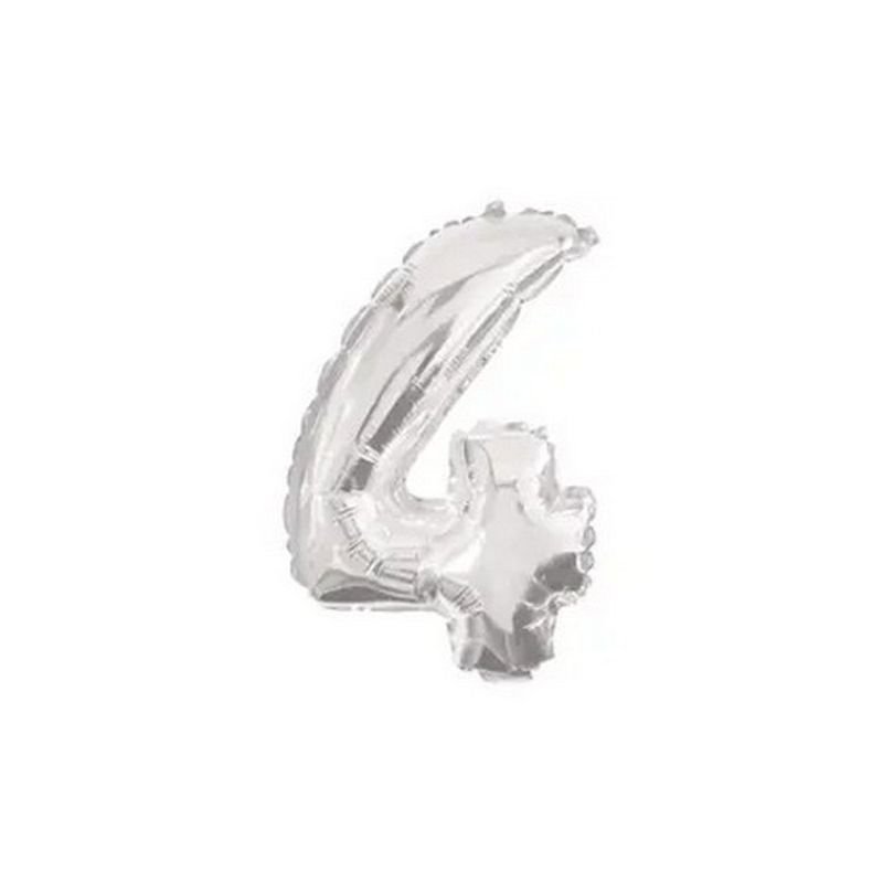 BALLON NUMÉRO 4, 32 CM, ARGENT