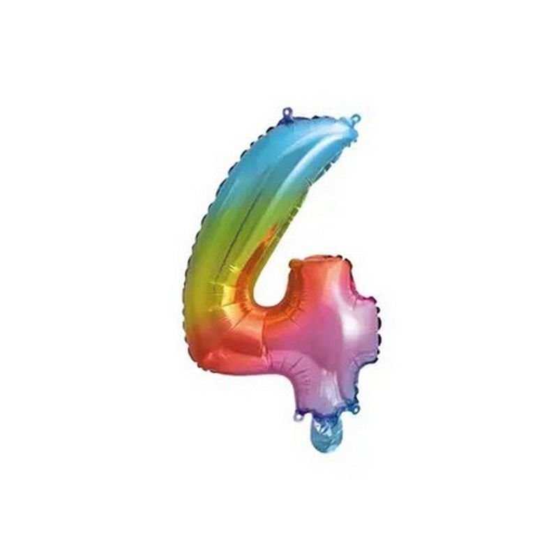 BALLON NUMÉRO 4 35 CM ARC-EN-CIEL