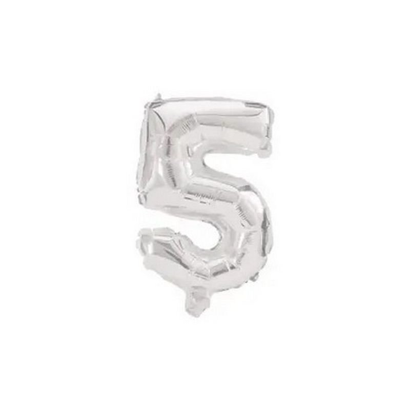 PALLONCINO NUMERO 5, 32 CM, ARGENTO