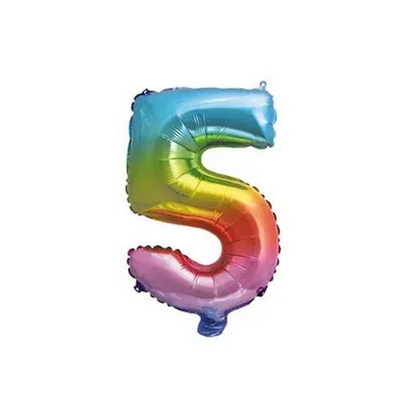 BALLON NUMÉRO 5 35 CM ARC-EN-CIEL