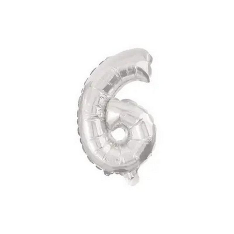 BALLON NUMÉRO 6, 32 CM, ARGENT